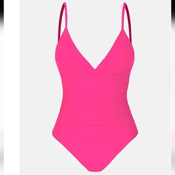 Cupshe Women's Vibrant Hot Pink One Piece Swimsuit - Size M NWT - Picture 5 of 9